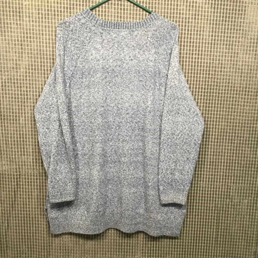 Market & Spruce Womens 2X Blue Marled Knit Raglan Sweater Tunic
